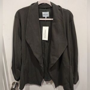 NWT Culture Code Women's Olive Green Jacket Sz 3X-Ruched Sleeves-Boho Western